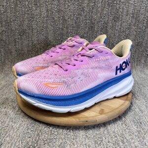 Hoka One One Clifton 9 Men's Size 9.5 Shoes Pink Blue Athletic Running Sneakers